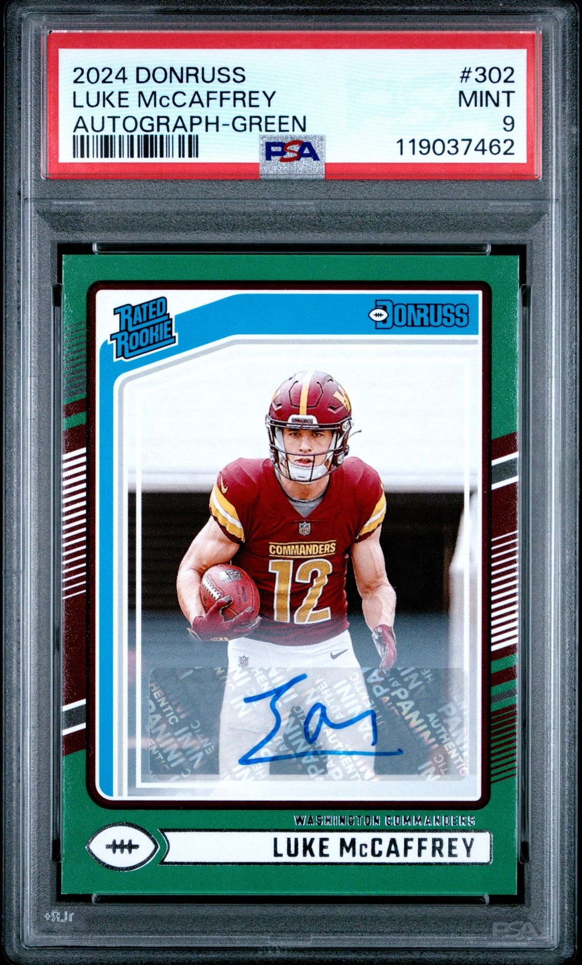 2024 Panini PANINI DONRUSS AUTOGRAPH-GREEN #302 Luke Mccaffrey front