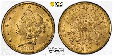 1868-S $20 MS62+