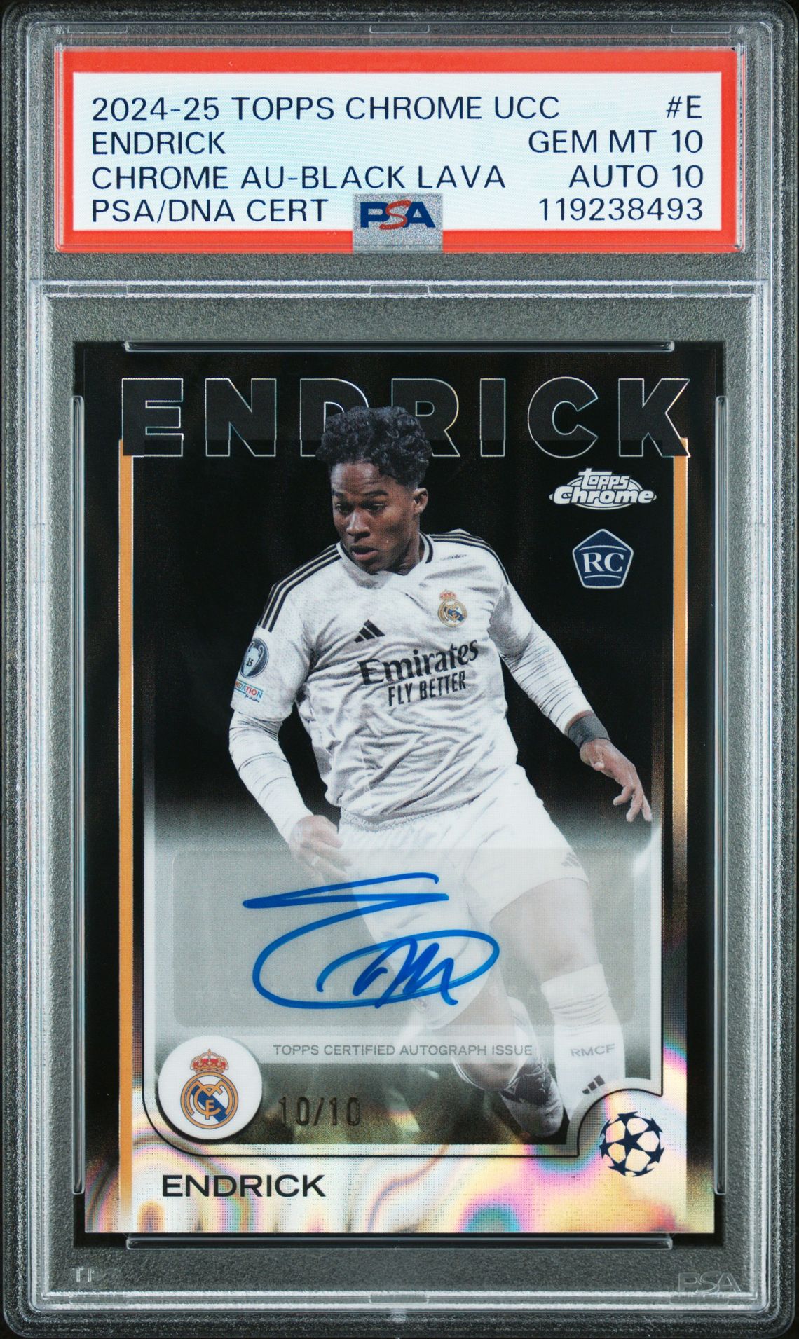 2024-25 Topps Chrome TOPPS CHROME UEFA CLUB COMPETITIONS CHROME AUTOGRAPHS BLACK LAVA #E Endrick front