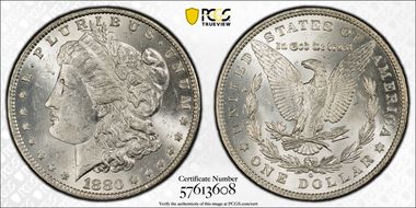 1880-O $1 VAM 48 Hangnail MS62