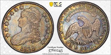 1828 50C Square Base 2, Large 8s N1