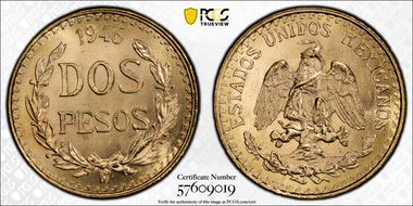1946-Mo 2 Peso MS66