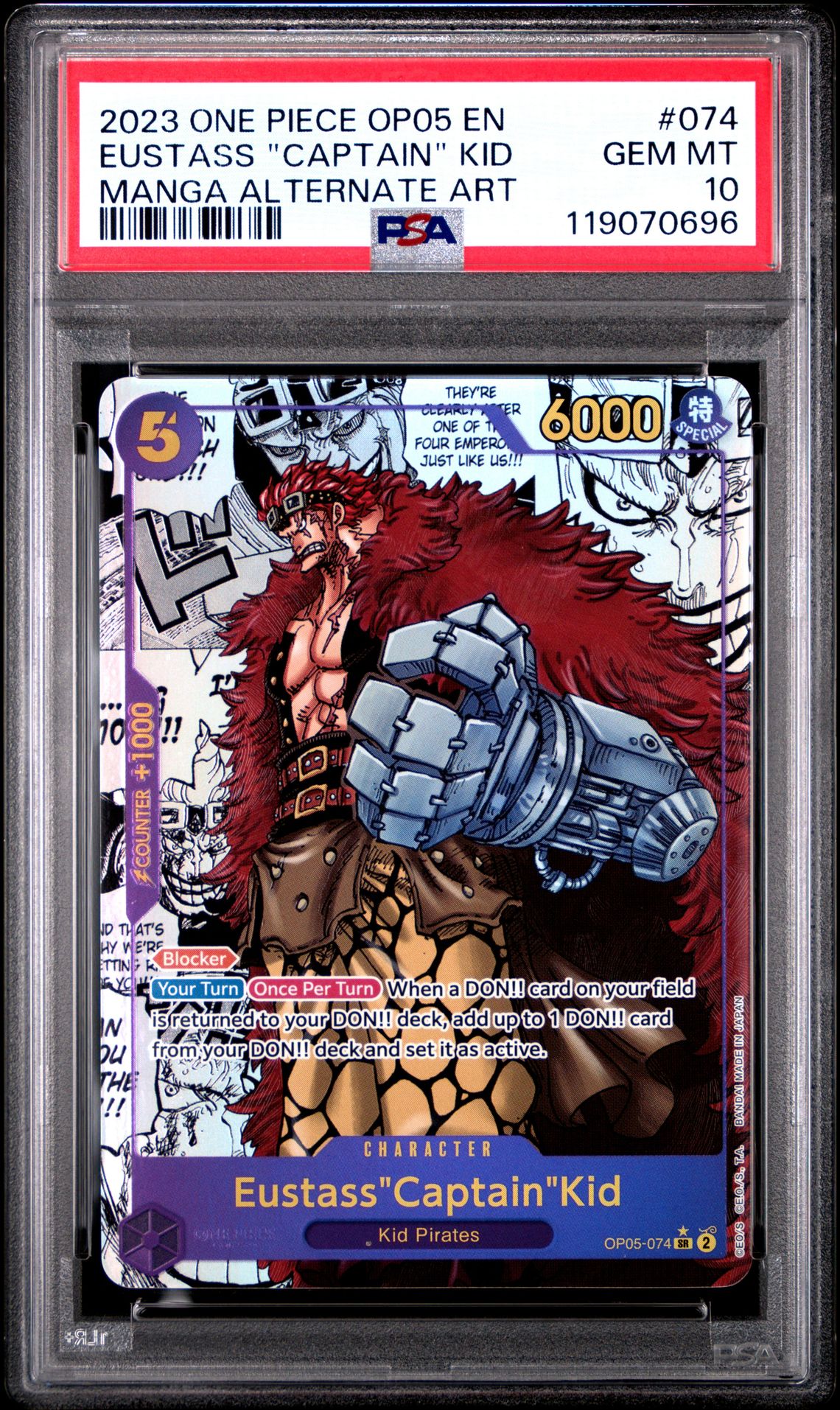 2023 One Piece ONE PIECE OP05-AWAKENING OF THE NEW ERA MANGA ALTERNATE ART #074 Eustass "Captain" Kid front