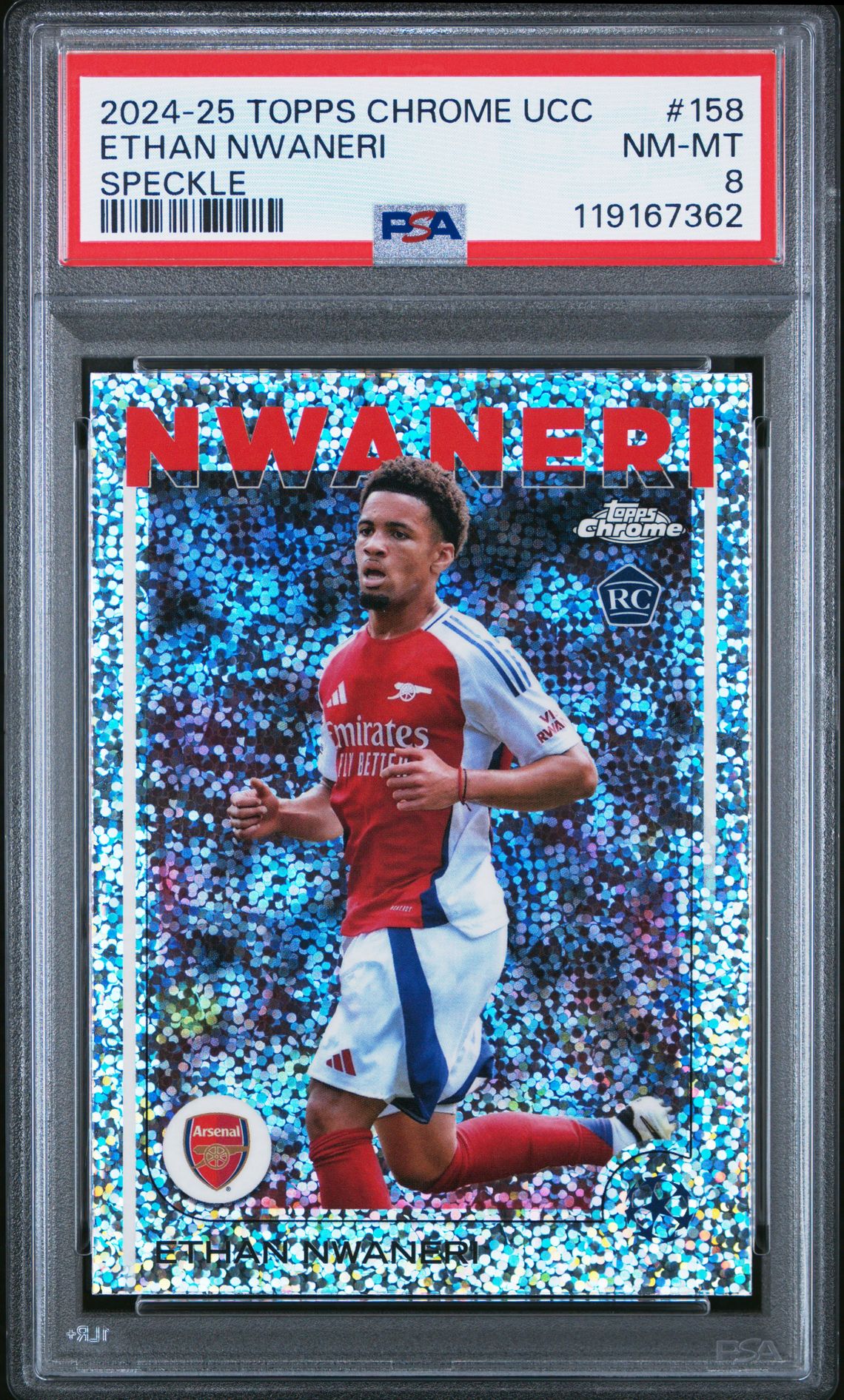 2024-25 Topps Chrome TOPPS CHROME UEFA CLUB COMPETITIONS SPECKLE #158 Ethan Nwaneri front