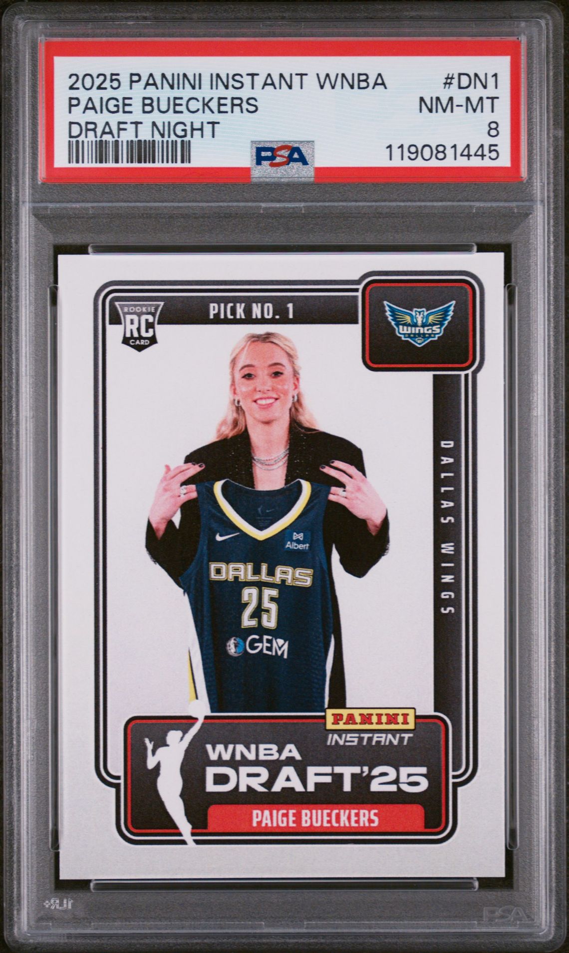 2025 Panini Instant Wnba Draft Night Paige Bueckers #Dn1 Nm-Mt 8 front