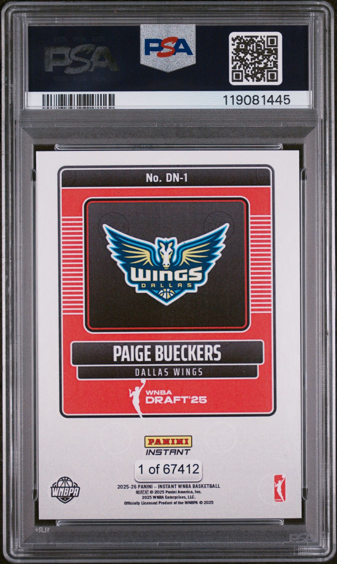 2025 Panini Instant Wnba Draft Night Paige Bueckers #Dn1 Nm-Mt 8 back
