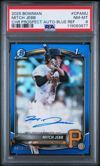 2025 Bowman Bowman Chrome Blue Refractor #CPAMJ Mitch Jebb front