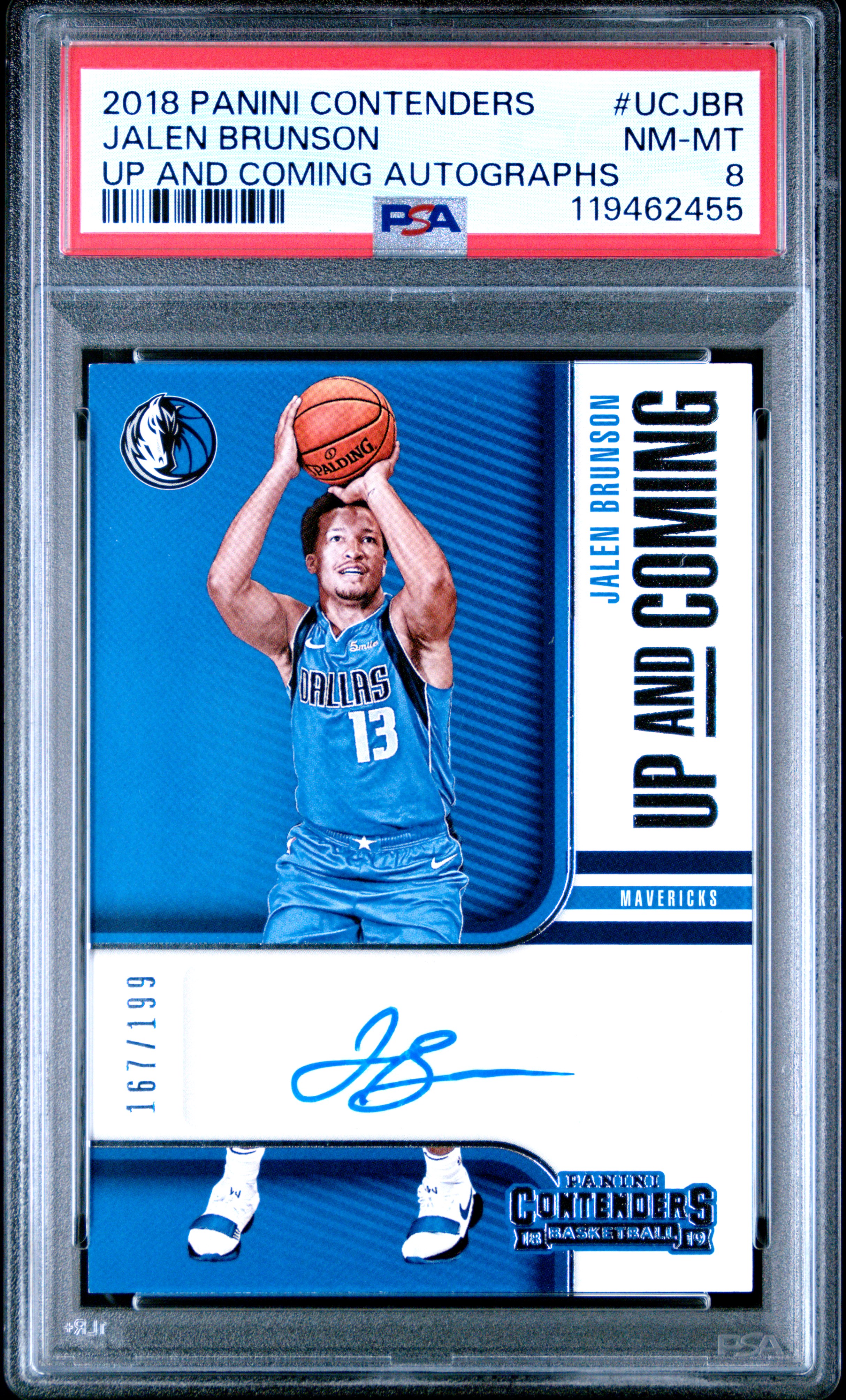 2018 #UCJBR Jalen Brunson PSA 8 Panini Contenders Up and Coming Autographs