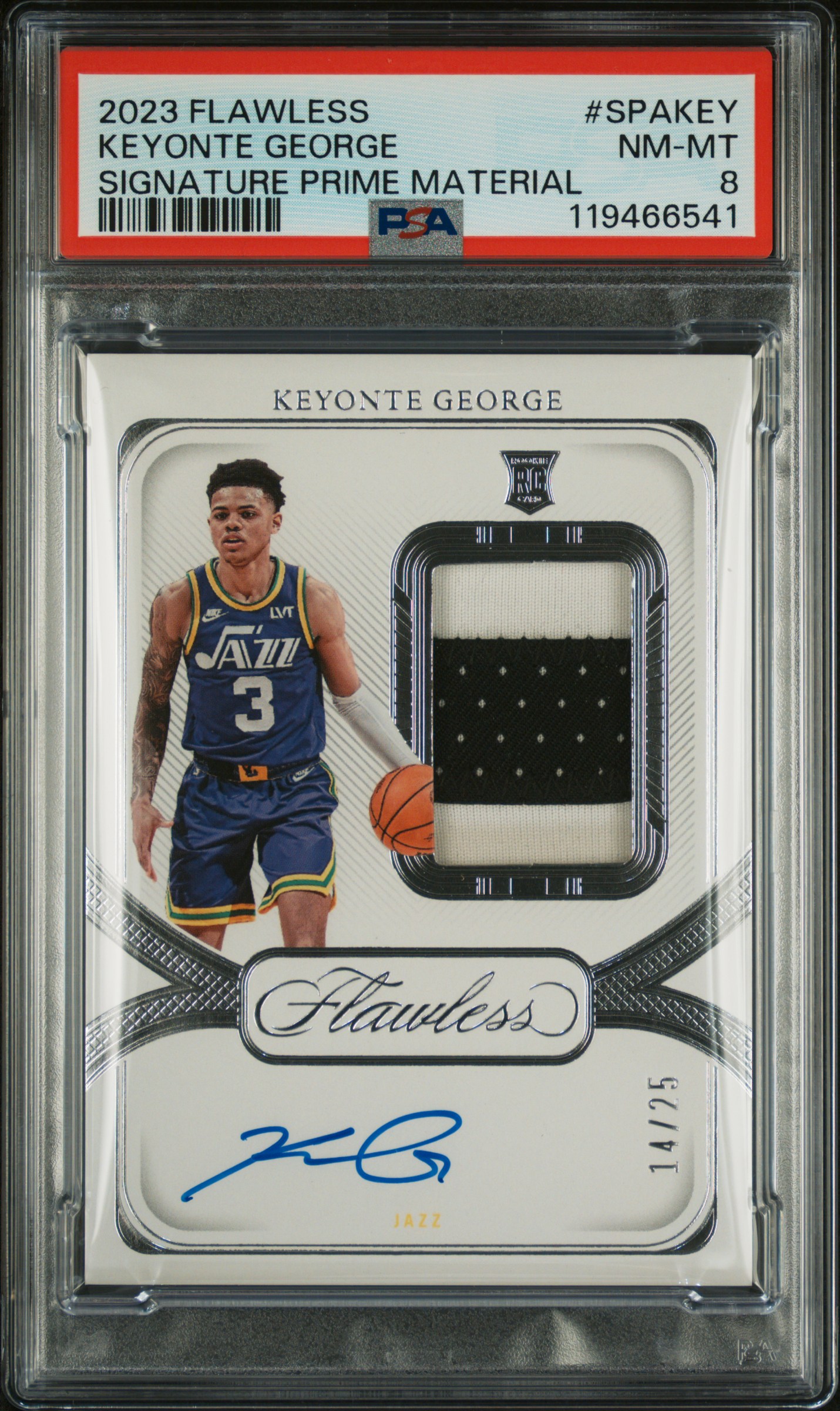 2023 #SPAKEY Keyonte George PSA 8 Panini Flawless Signature Prime Materials