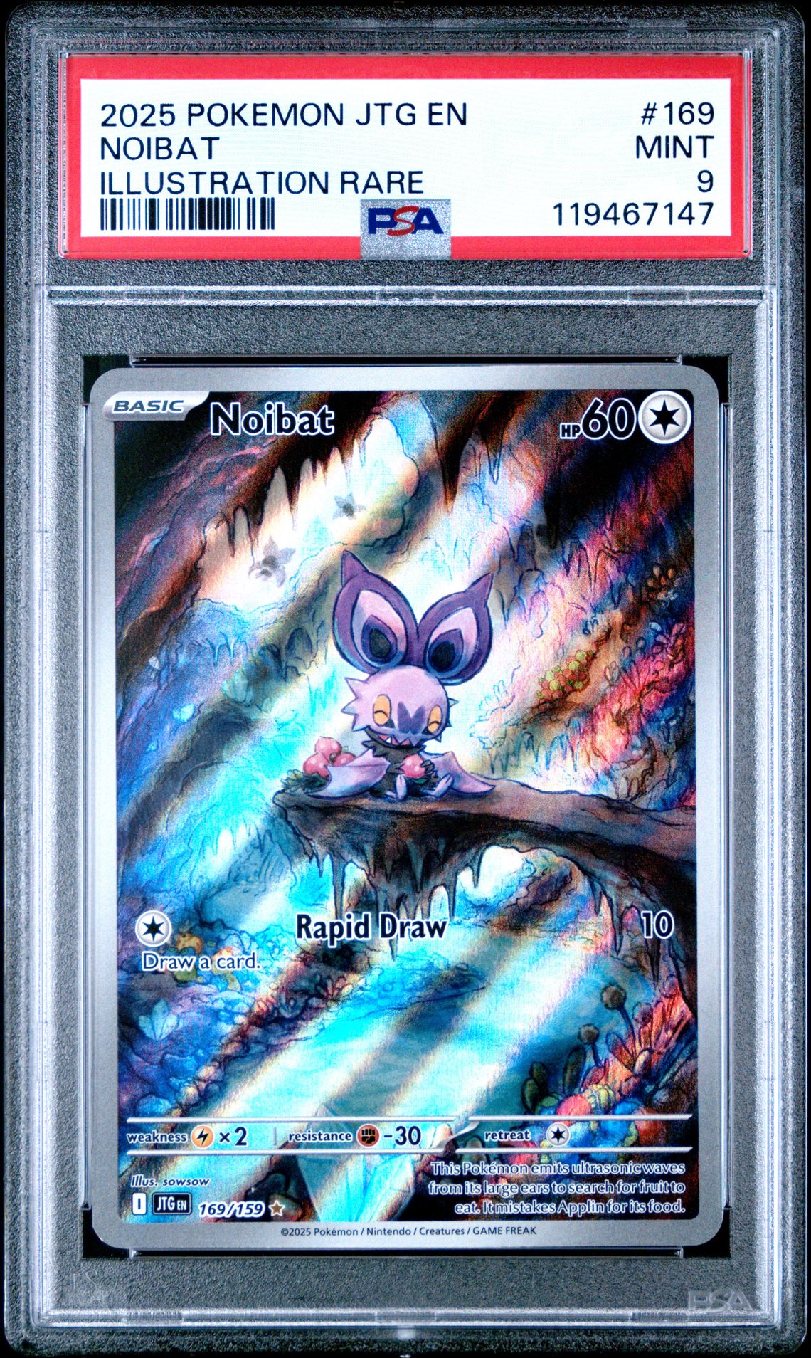 2025 Pokemon Jtg En-Journey Together Noibat #169 (Illustration Rare) Mint 9 front