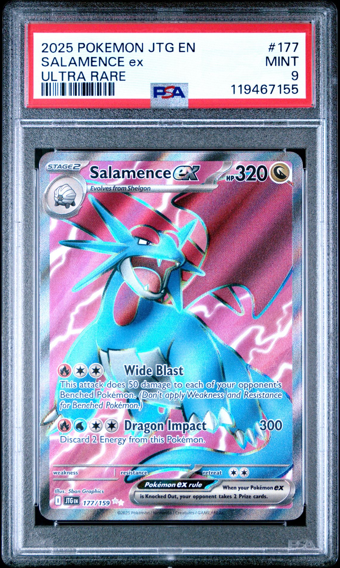 2025 Pokemon Jtg En-Journey Together Salamence Ex #177 (Ultra Rare) Mint 9 front