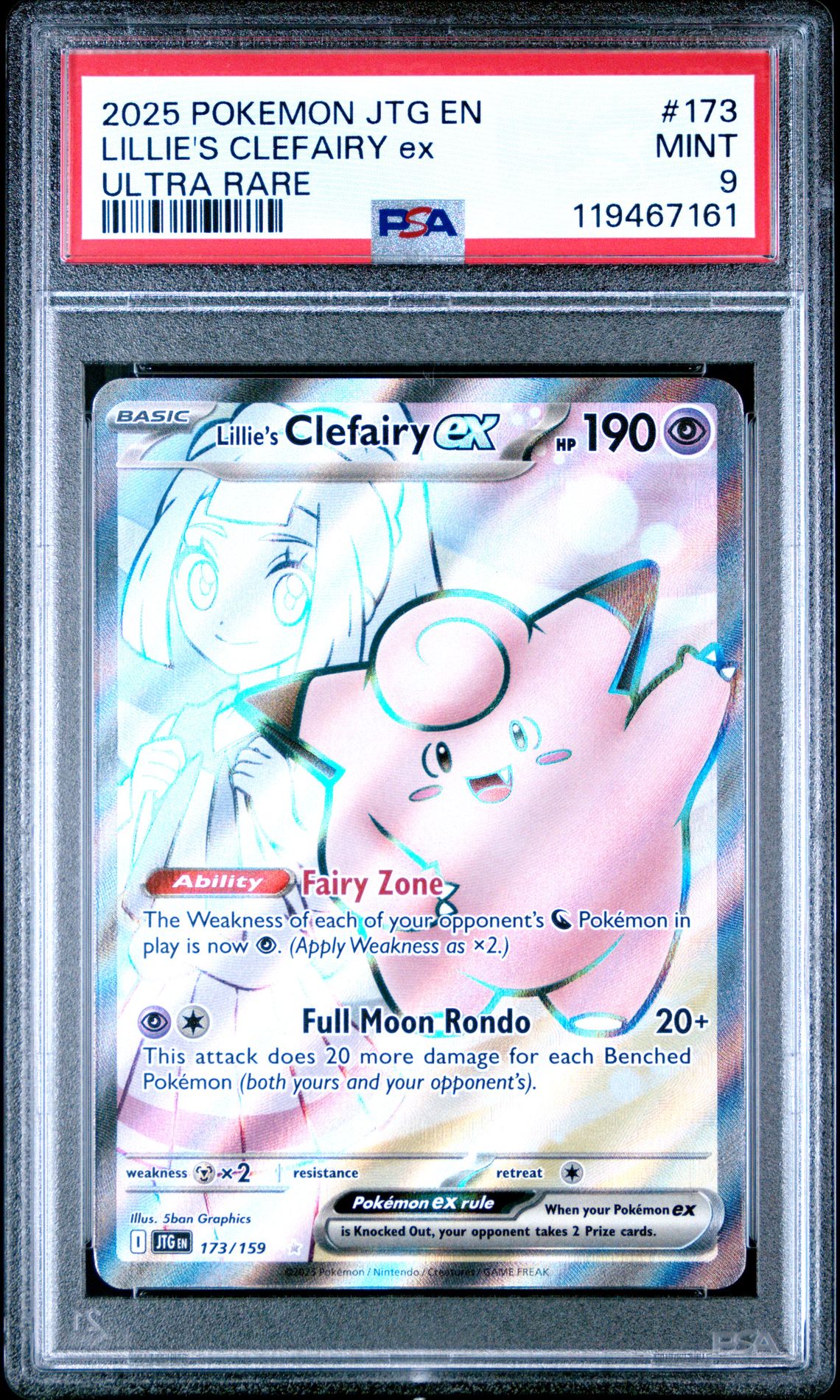 2025 Pokemon Jtg En-Journey Together Lillie's Clefairy Ex #173 (Ultra Rare) Mint 9 front