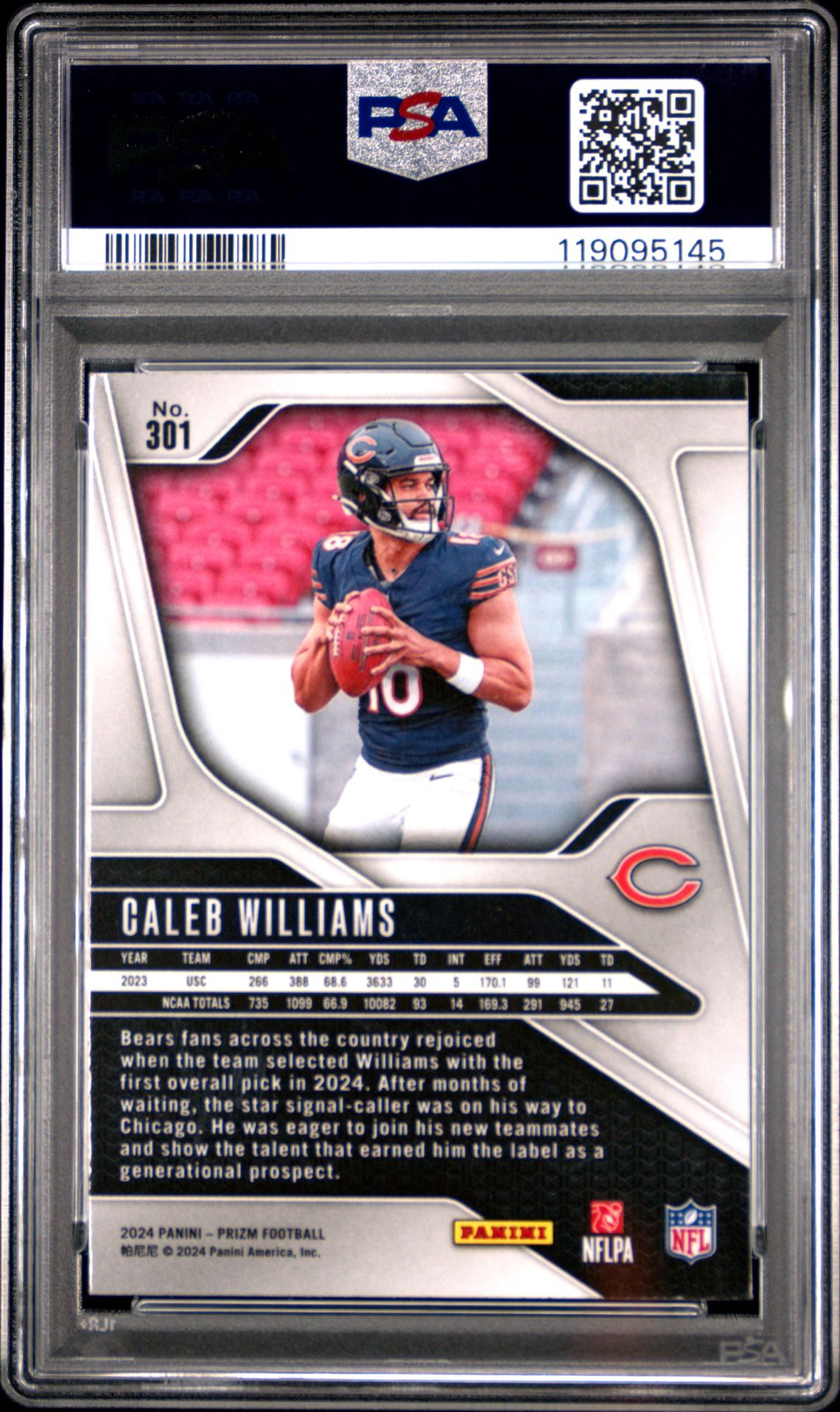 2024 Panini Prizm Caleb Williams #301 Mint 9 back