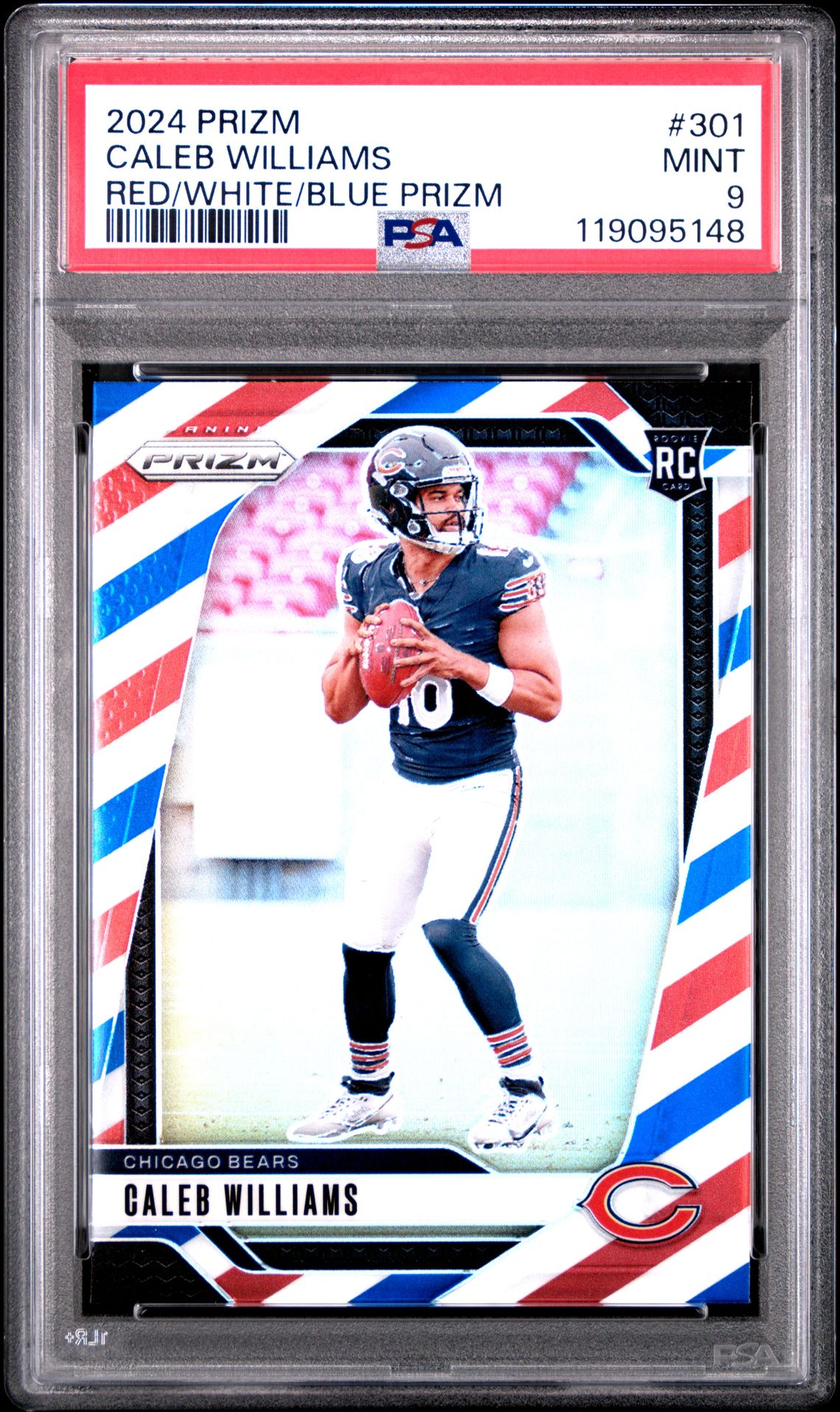 2024 Panini Prizm Caleb Williams #301 (Red/White/Blue Prizm) Mint 9 front