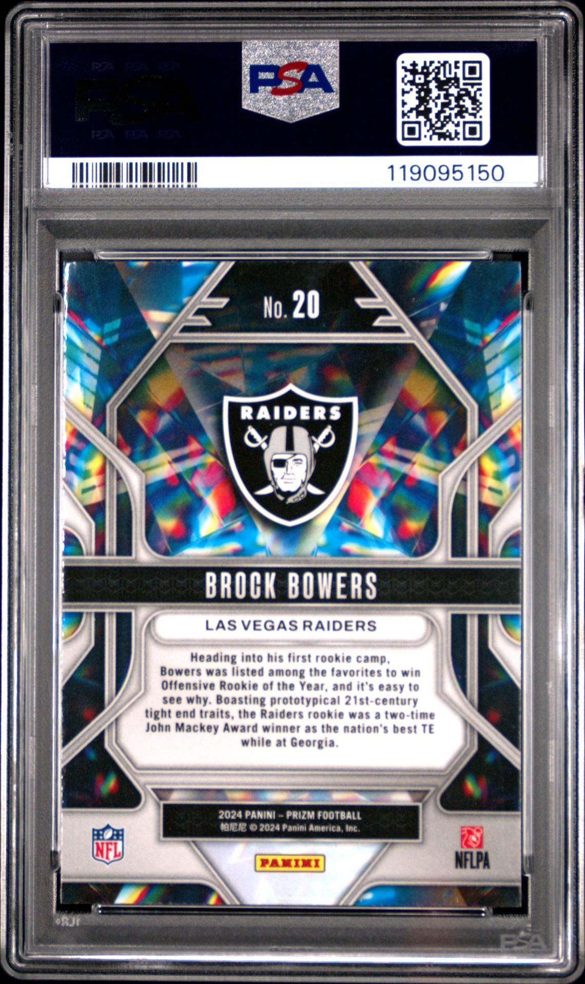 2024 Panini Prizm Prizmatic Brock Bowers #20 Mint 9 back