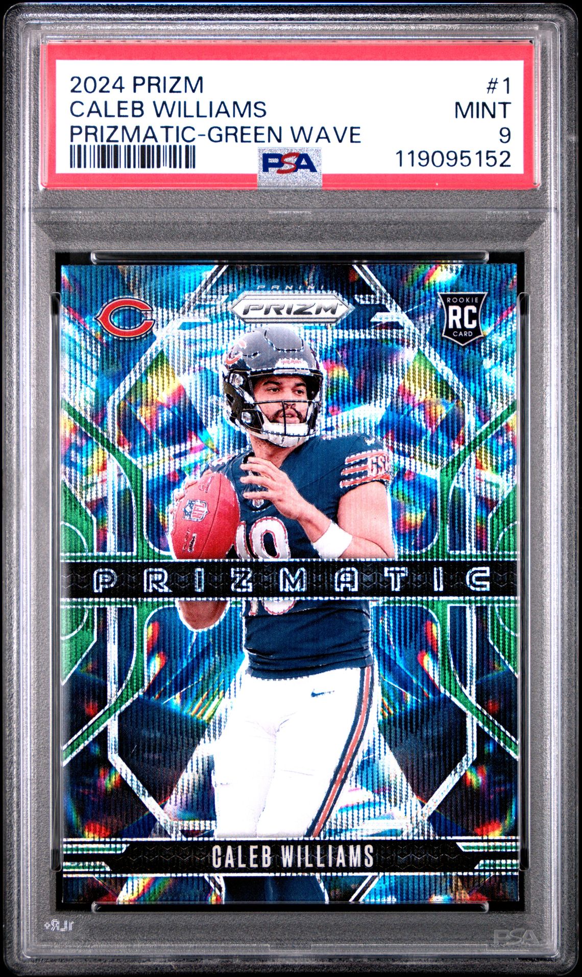 2024 Panini Prizm Prizmatic Caleb Williams #1 (Prizmatic-Green Wave) Mint 9 front