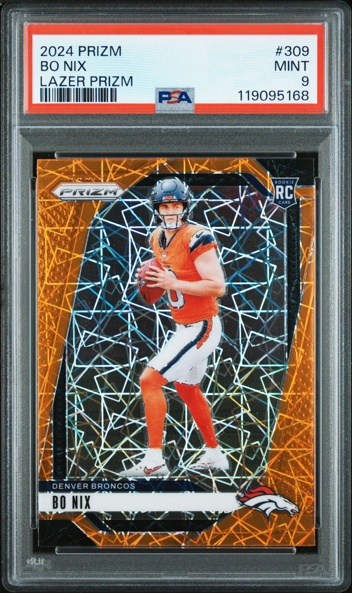 2024 Panini Prizm Bo Nix #309 (Lazer Prizm) Mint 9 front
