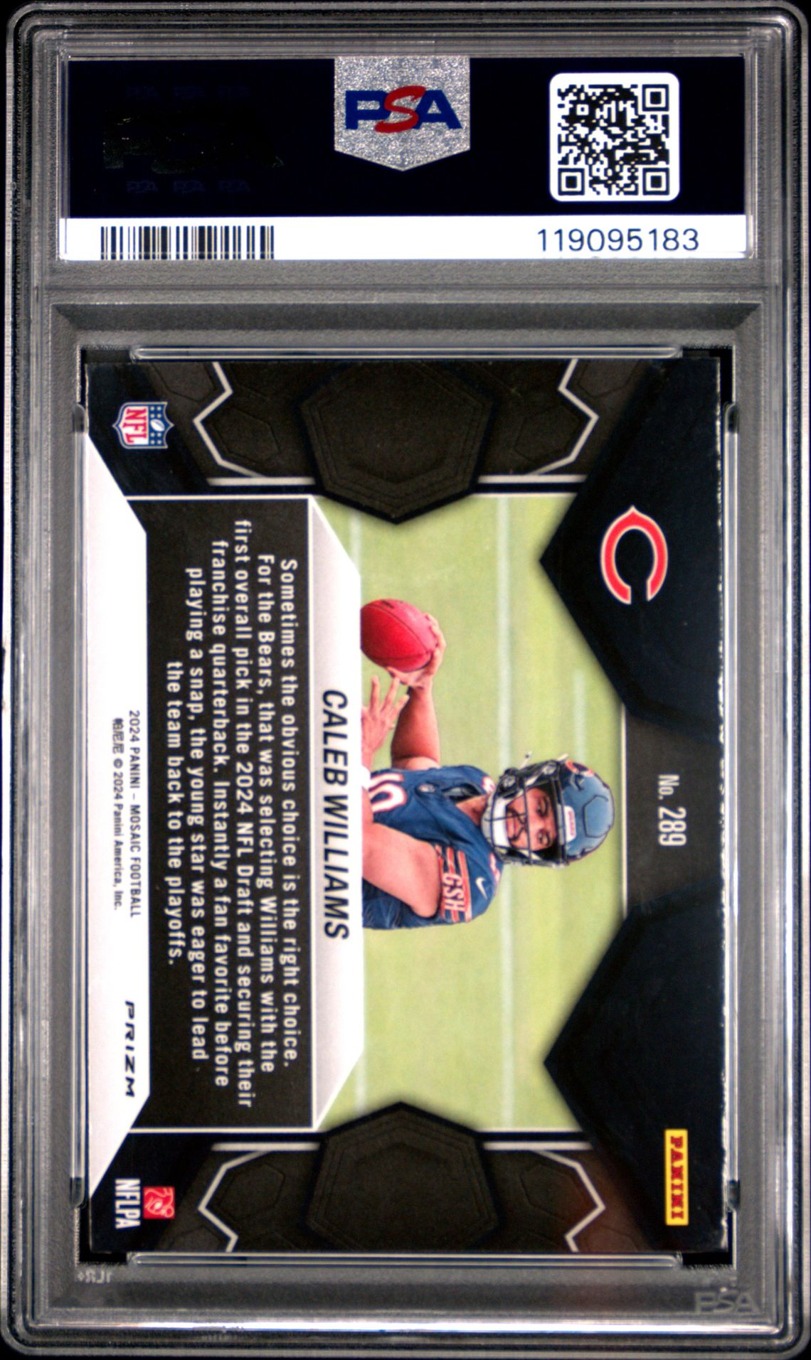 2024 Panini Mosaic Caleb Williams #289 (Camo Red) Mint 9 back