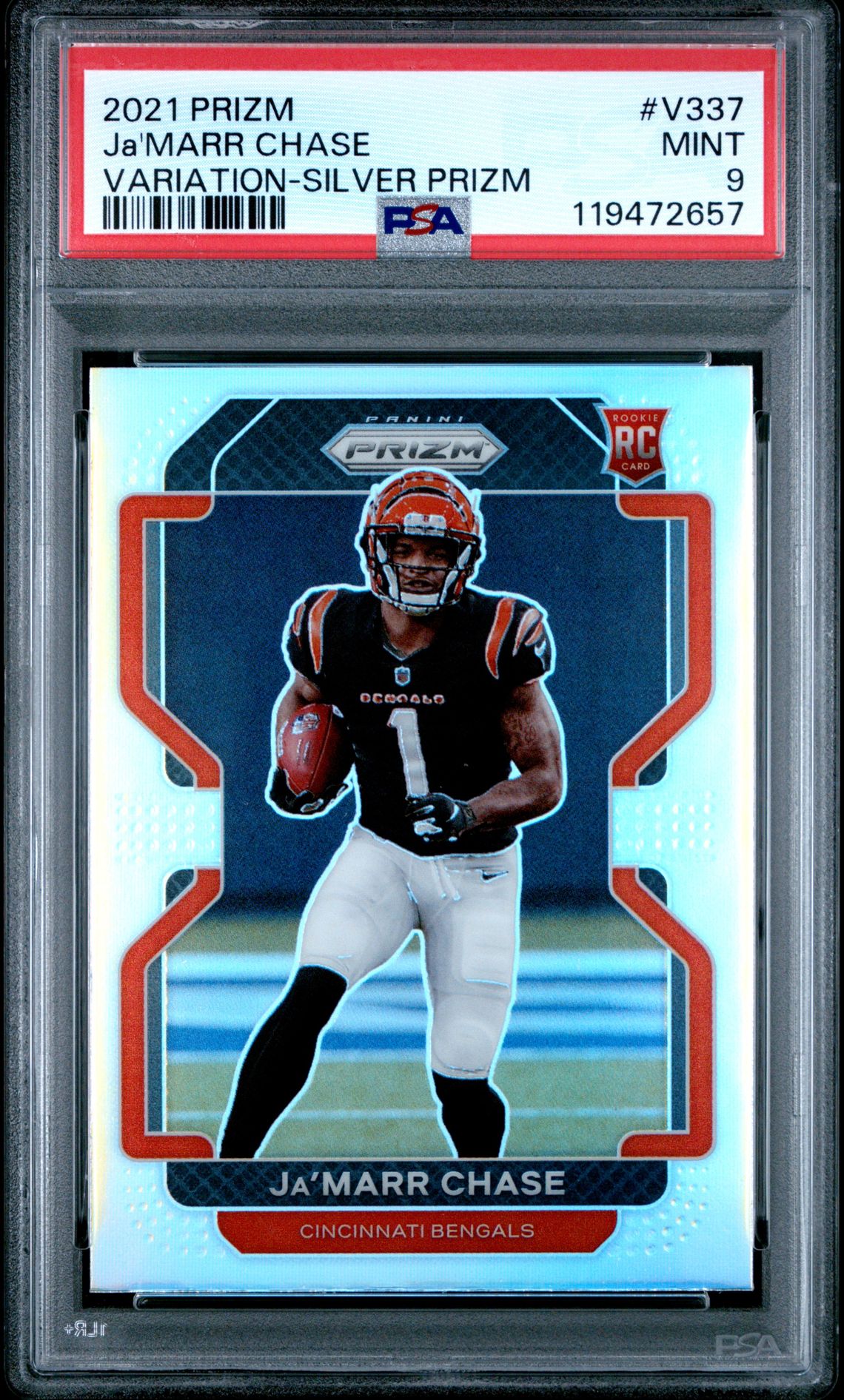 2021 Panini Prizm Ja'marr Chase #V337 (Variation-Silver Prizm) Mint 9 front