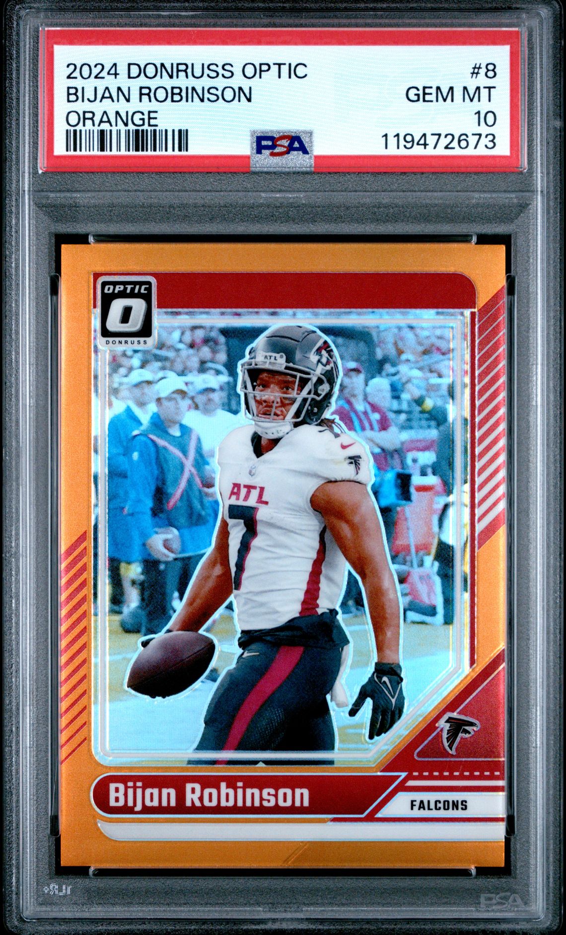 2024 Panini Donruss Optic Bijan Robinson #8 (Orange) Gem Mt 10 front