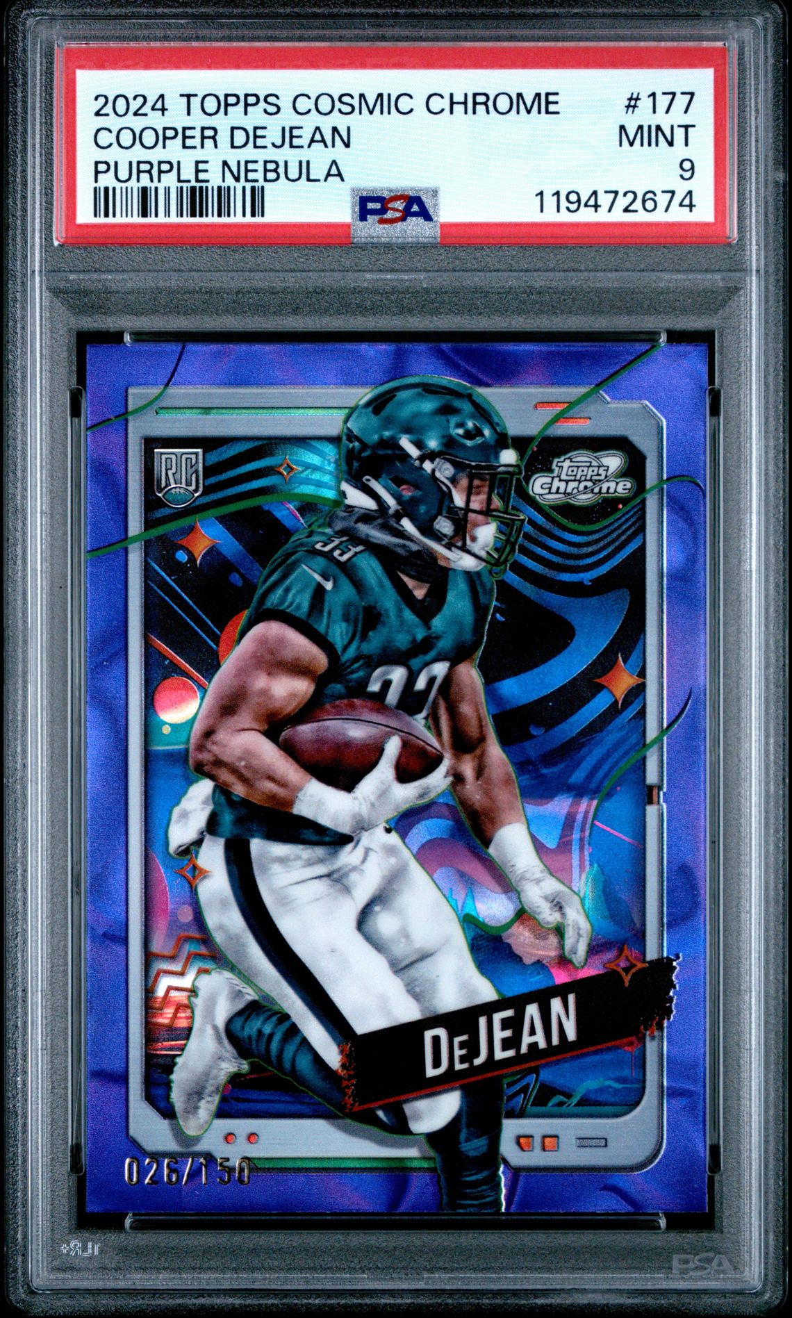 2024 Topps Cosmic Chrome Cooper Dejean #177 (Purple Nebula) Mint 9 front
