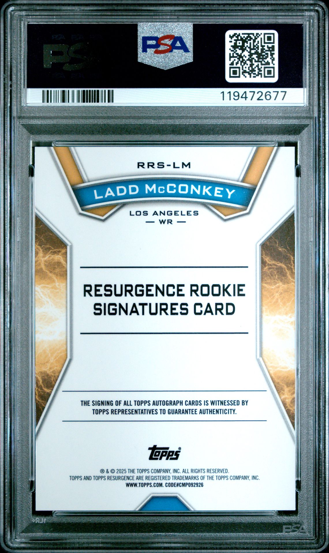 2024 Topps Resurgence Resurgence Rookie Signatures Ladd Mcconkey #Rrslm (Rr Sig-Aqua Surge) Gem Mt 10 back