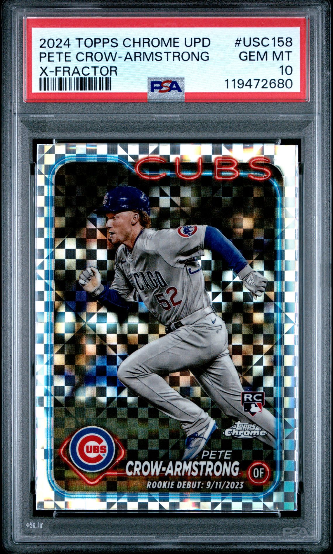 2024 Topps Chrome Update Pete Crow-Armstrong #Usc158 (X-Fractor) Gem Mt 10 front
