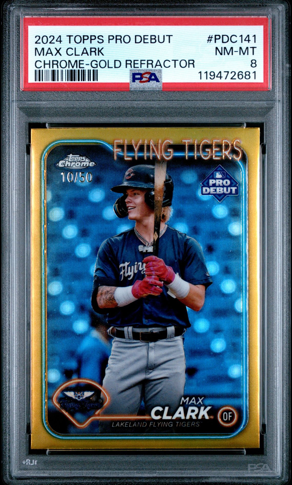 2024 Topps Pro Debut Max Clark #Pdc141 (Chrome-Gold Refractor) Nm-Mt 8 front