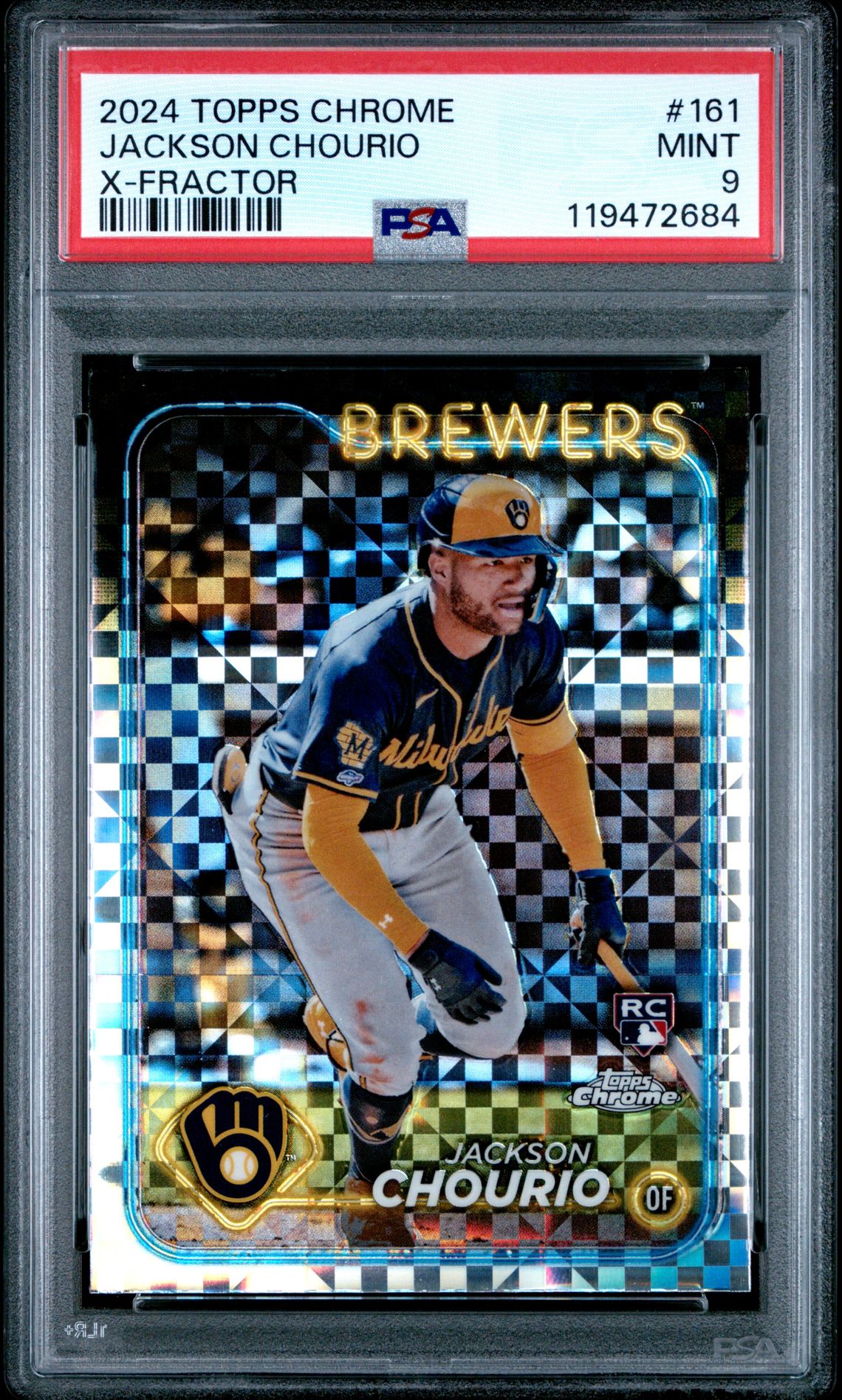 2024 Topps Chrome Jackson Chourio #161 (X-Fractor) Mint 9 front