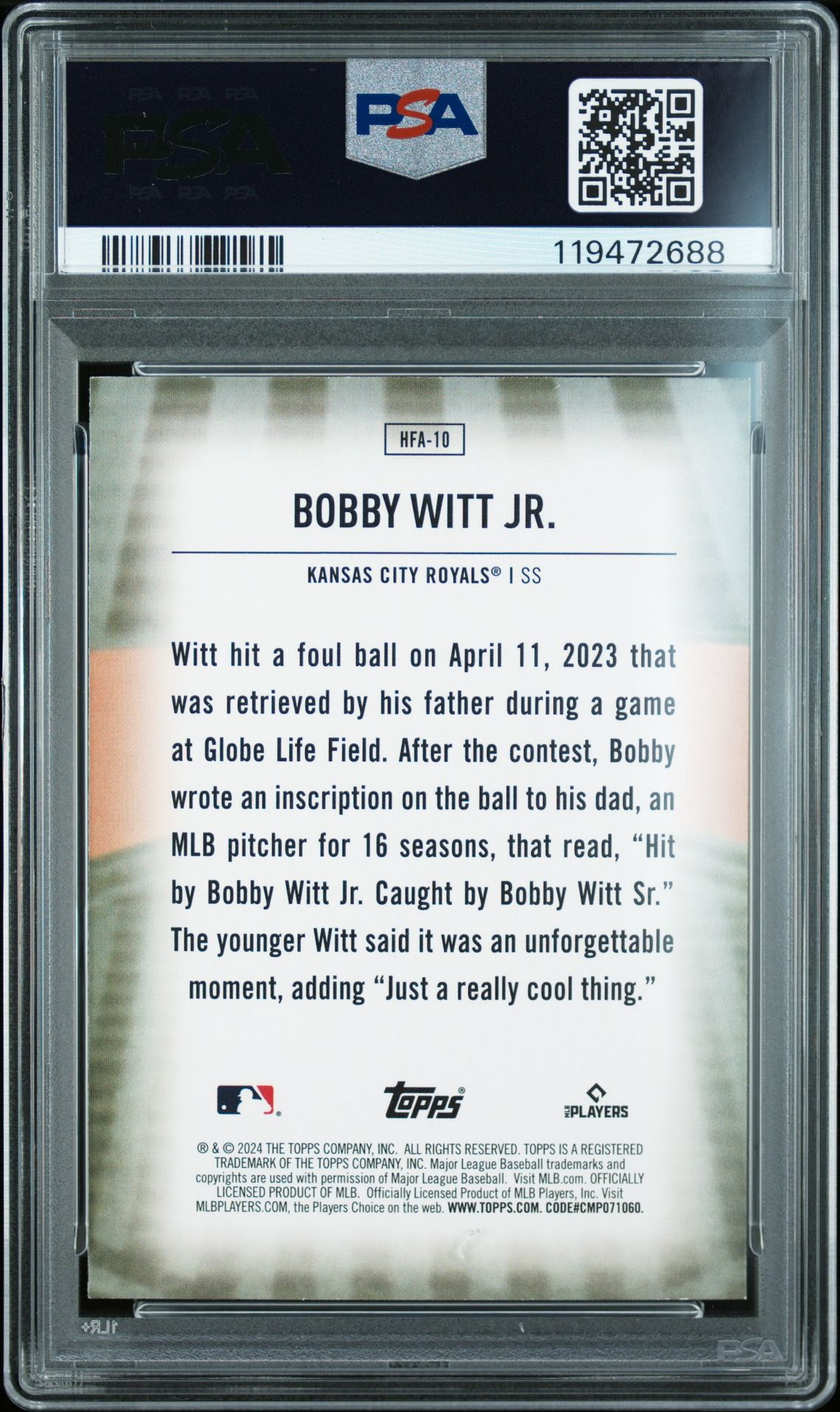 2024 Topps Home Field Advantage Bobby Witt Jr. #Hfa10 Mint 9 back