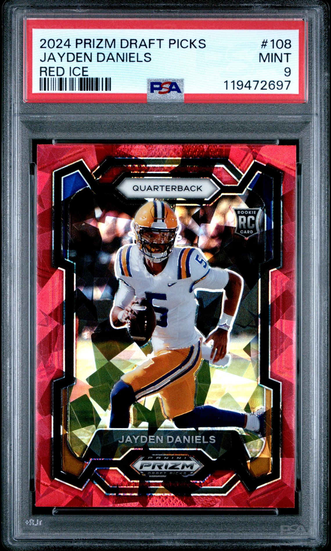 2024 Panini Prizm Draft Picks Jayden Daniels #108 (Red Ice) Mint 9 front