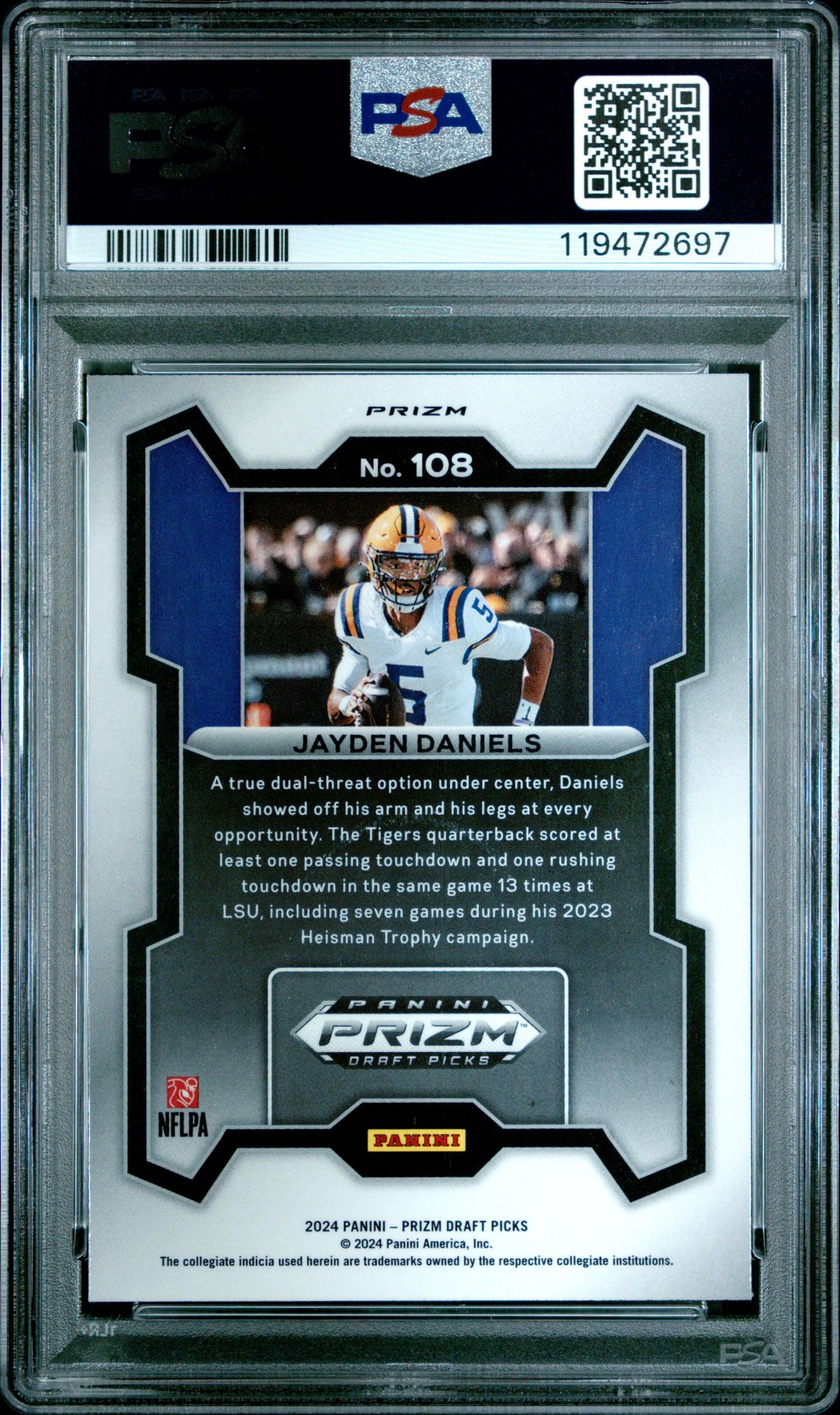 2024 Panini Prizm Draft Picks Jayden Daniels #108 (Red Ice) Mint 9 back