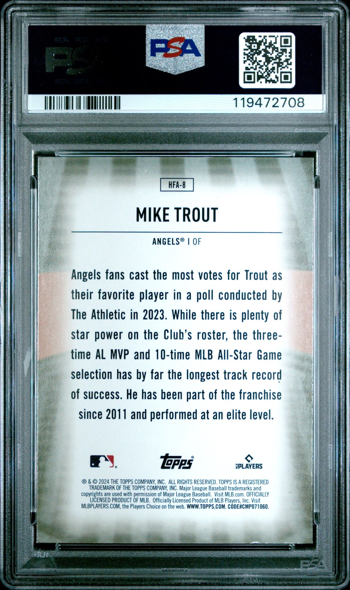 2024 Topps Home Field Advantage Mike Trout #Hfa8 Nm-Mt 8 back
