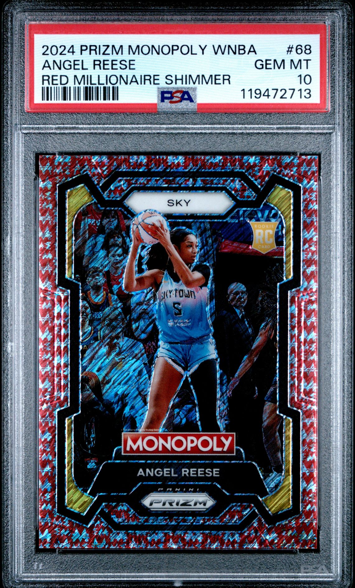 2024 Panini Prizm Monopoly Wnba Angel Reese #68 (Red Millionaire Shimmer) Gem Mt 10 front