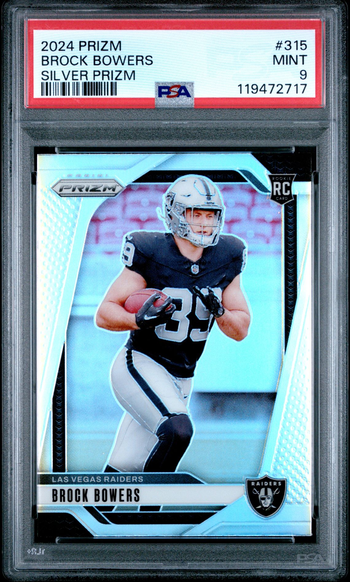 2024 Panini Prizm Brock Bowers #315 (Silver Prizm) Mint 9 front