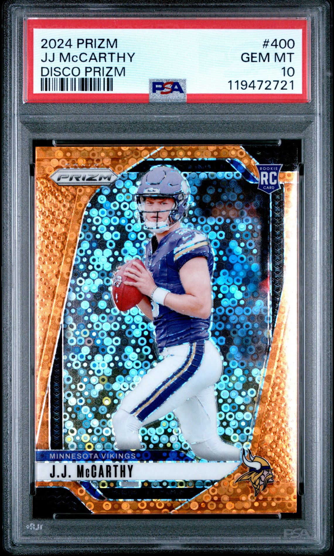 2024 Panini Prizm Jj Mccarthy #400 (Disco Prizm) Gem Mt 10 front