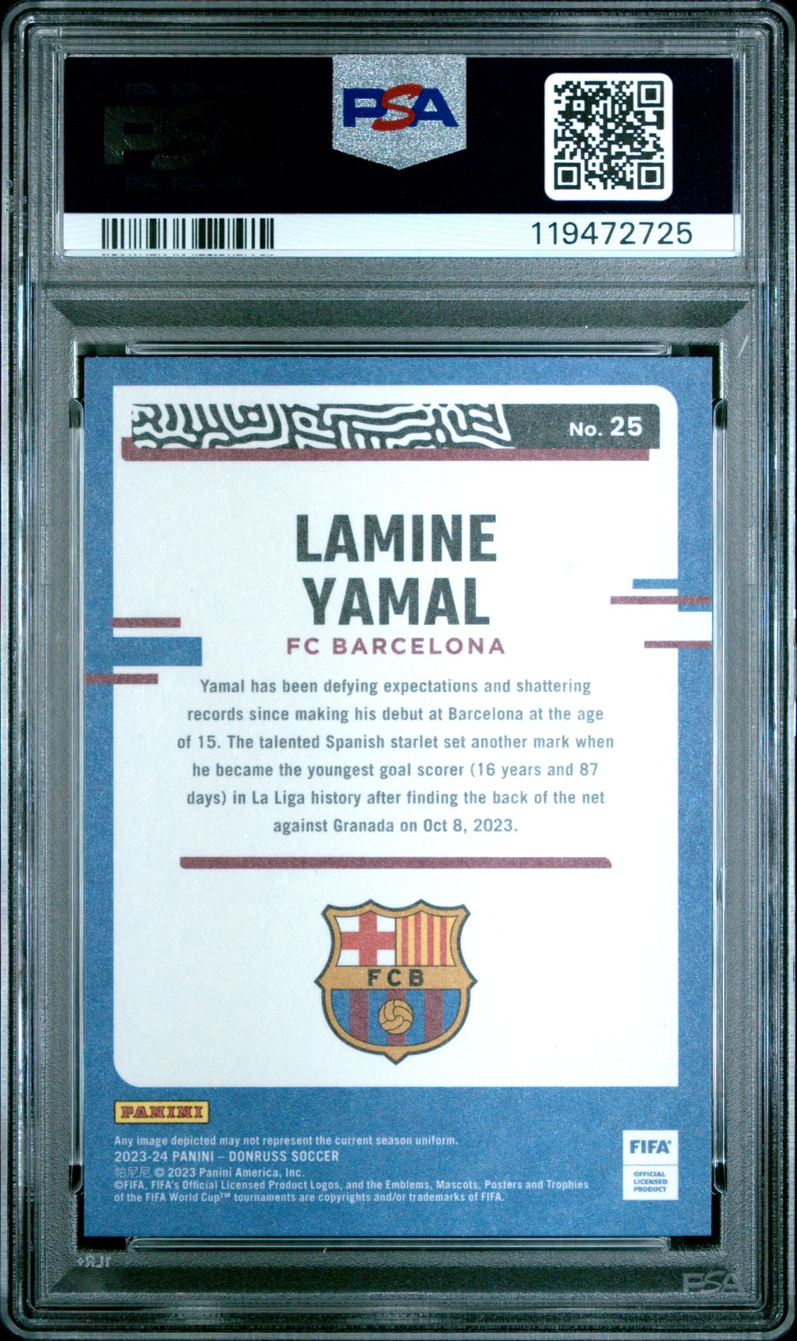 2023-24 Panini Donruss Fifa The Rookies Lamine Yamal #25 Mint 9 back