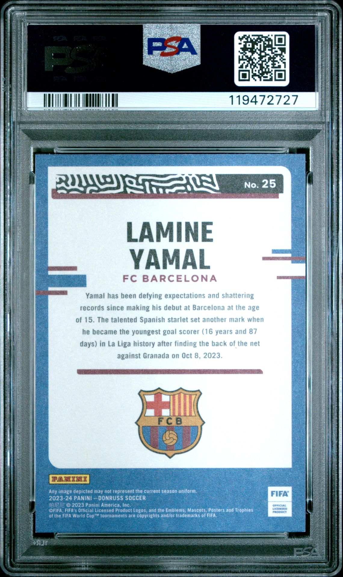 2023-24 Panini Donruss Fifa The Rookies Lamine Yamal #25 Mint 9 back