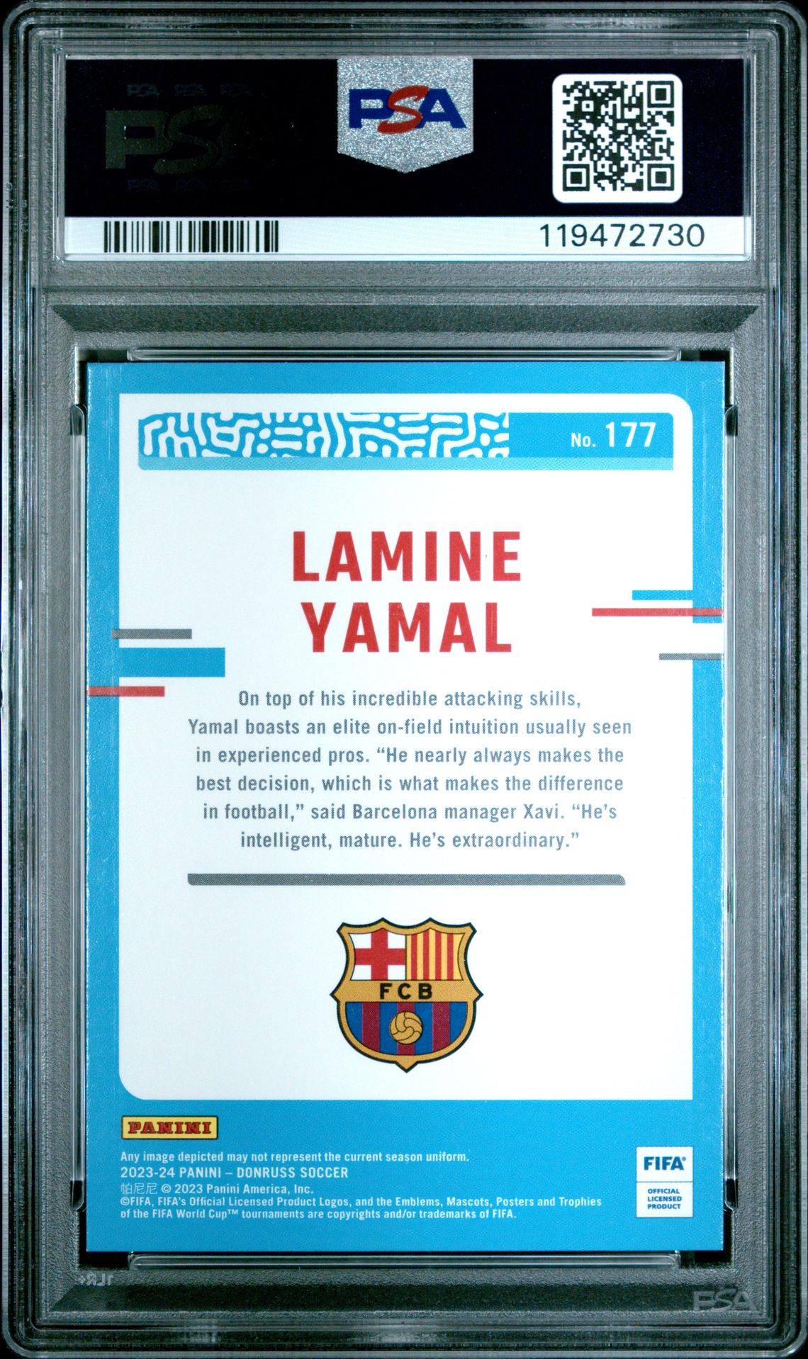 2023-24 Panini Donruss Fifa Lamine Yamal #177 Mint 9 back