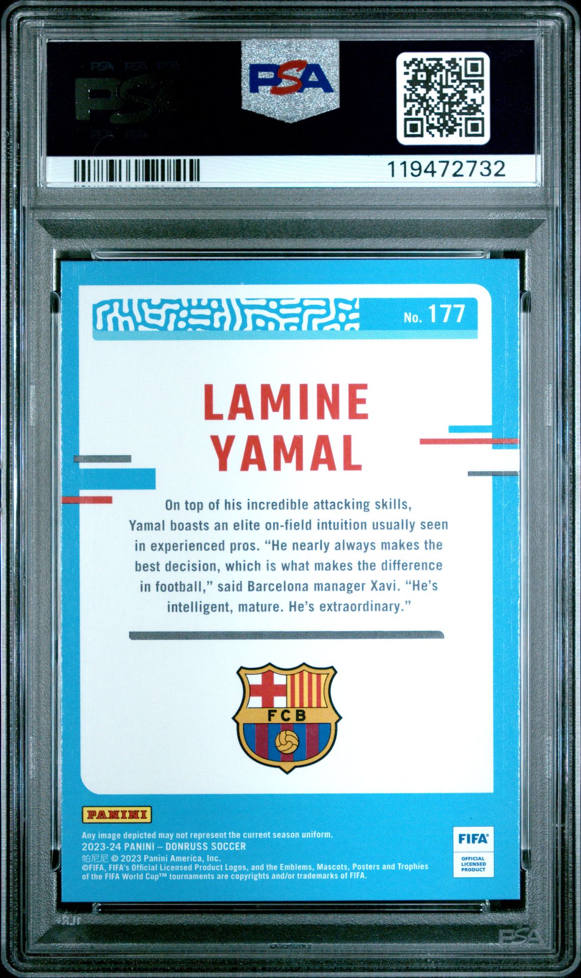 2023-24 Panini Donruss Fifa Lamine Yamal #177 Mint 9 back