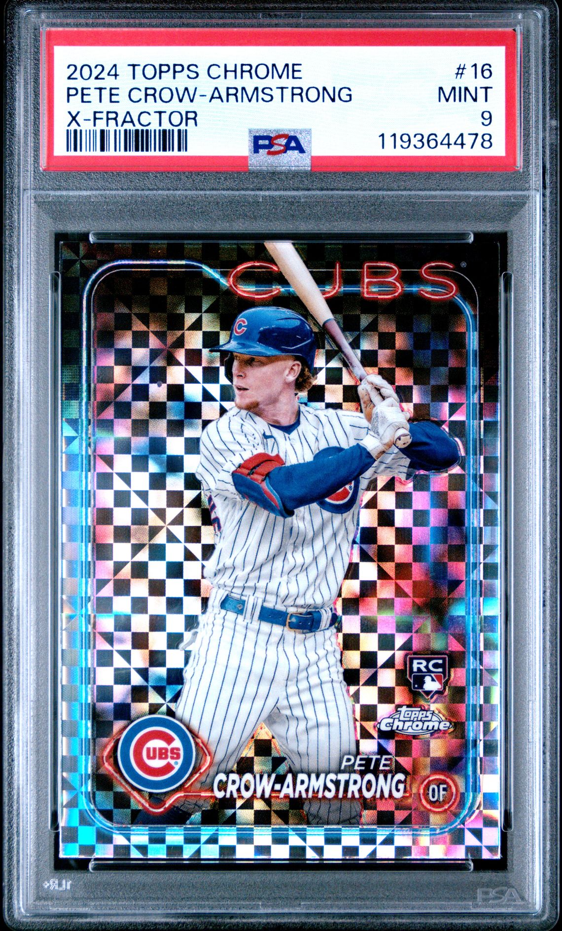 2024 Topps Chrome Pete Crow-Armstrong #16 (X-Fractor) Mint 9 front