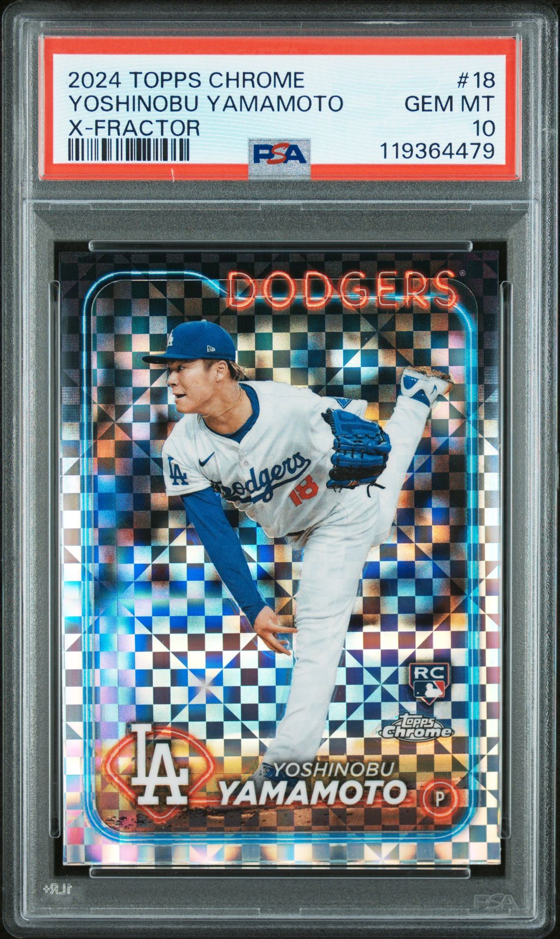 2024 Topps Chrome Yoshinobu Yamamoto #18 (X-Fractor) Gem Mt 10 front