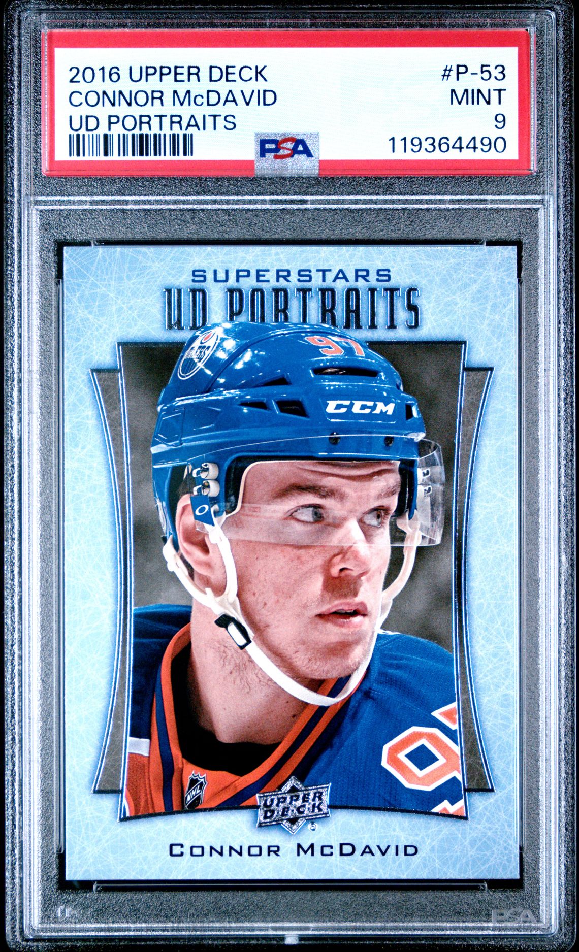 2016 Upper Deck Ud Portraits Connor Mcdavid #P-53 (Ud Portraits) Mint 9 front