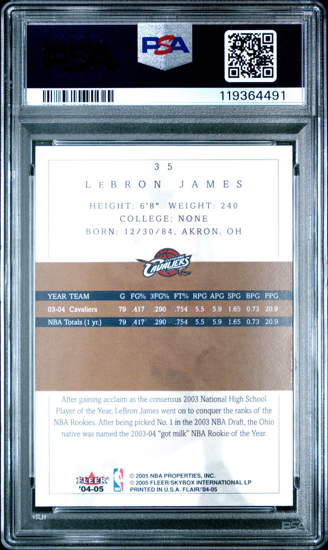 2004 Flair Lebron James #35 Nm-Mt 8 back