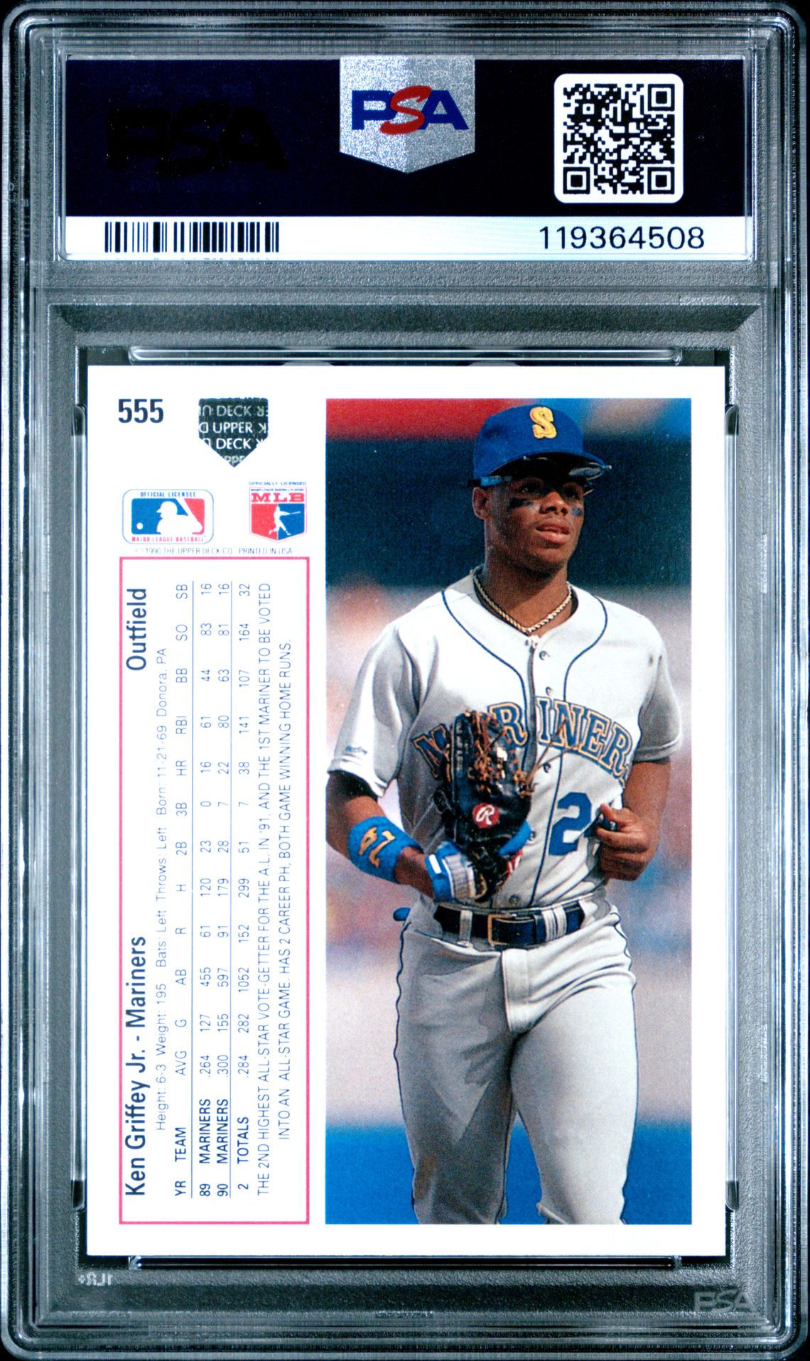 1991 Upper Deck Ken Griffey Jr. #555 Gem Mt 10 back