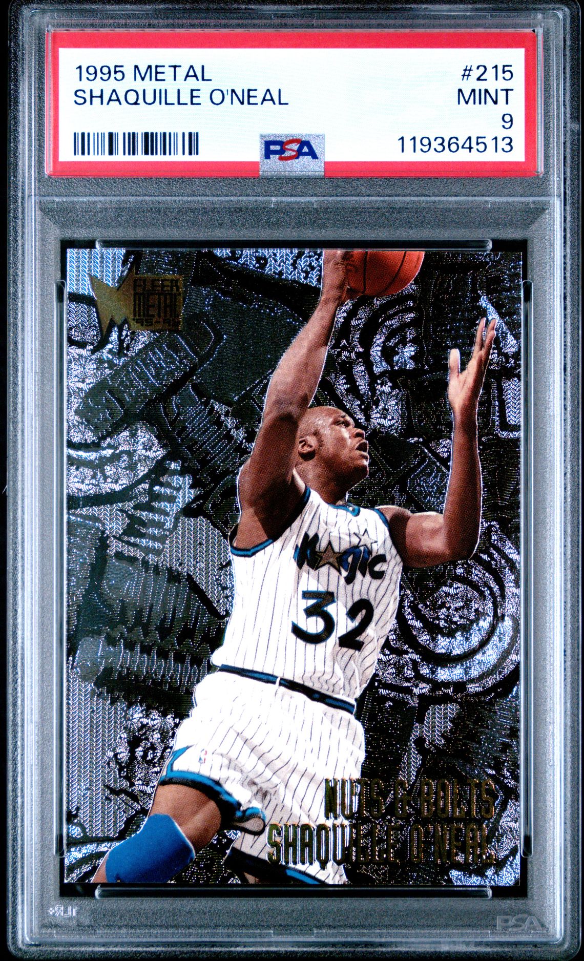 1995 Metal Shaquille O'neal #215 Mint 9 front