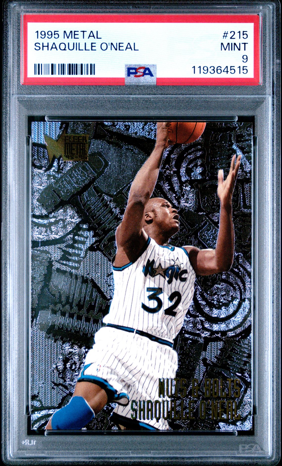 1995 Metal Shaquille O'neal #215 Mint 9 front