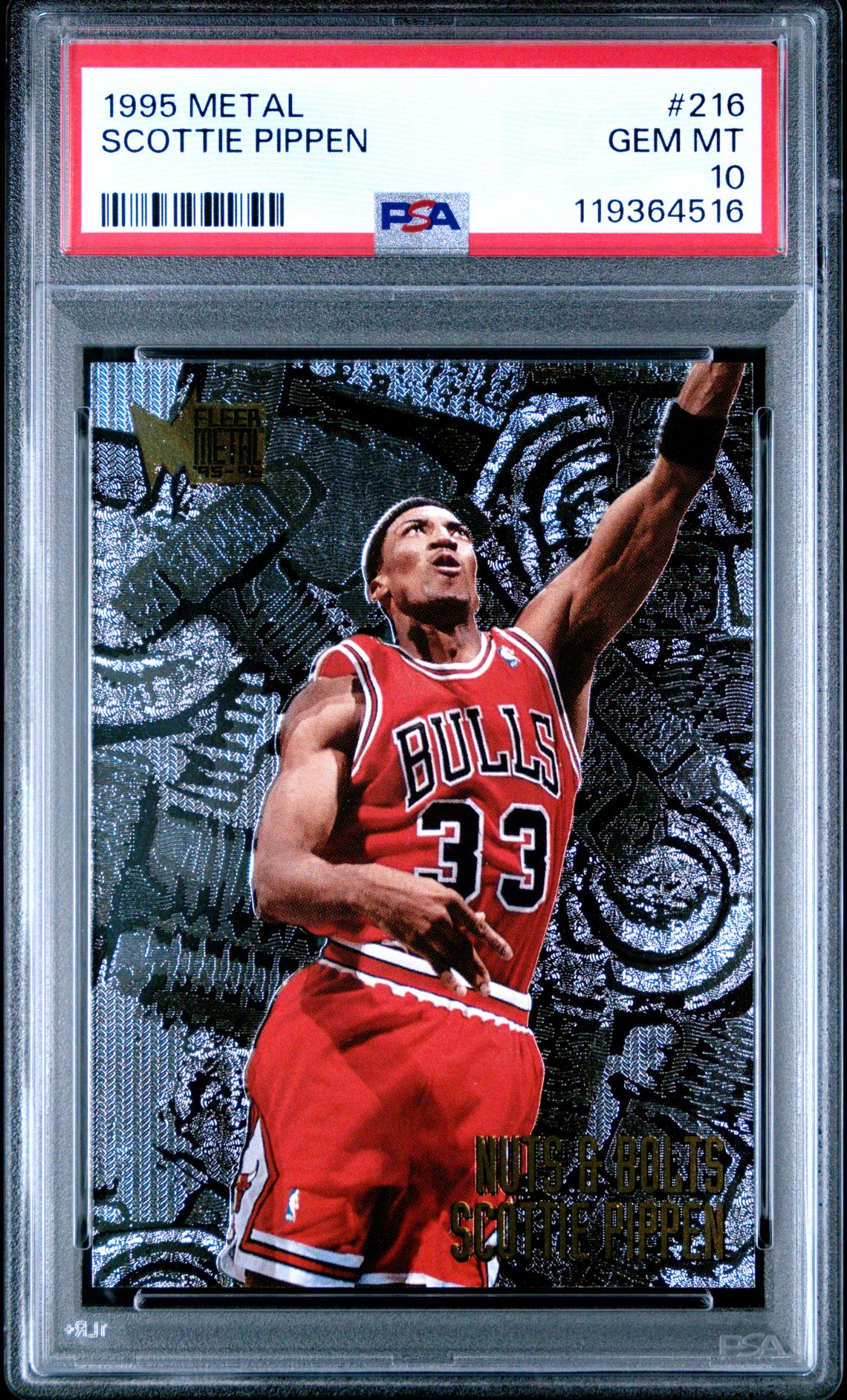 1995 Metal Scottie Pippen #216 Gem Mt 10 front