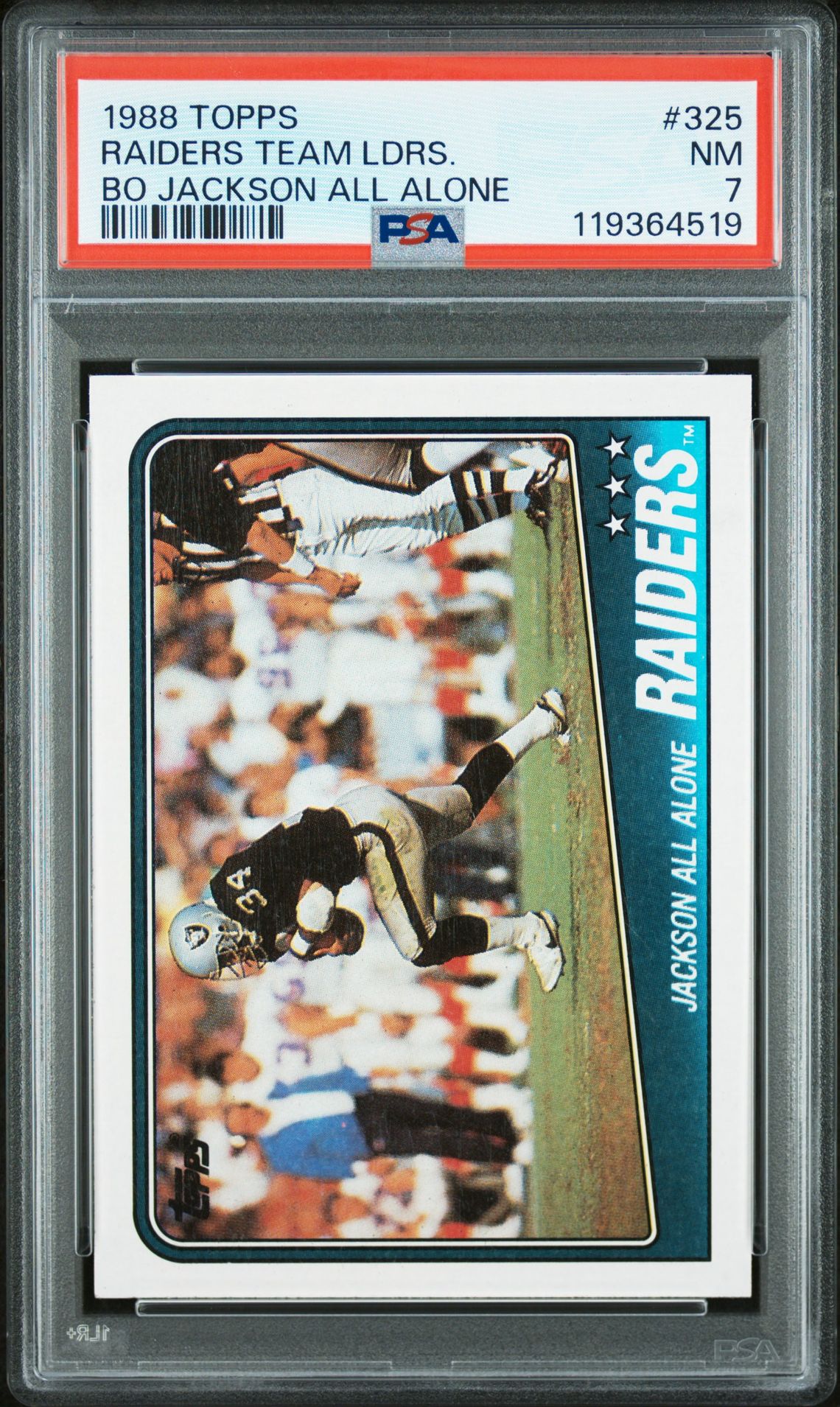 1988 Topps Raiders Team Ldrs. #325 (Bo Jackson All Alone) Nm 7 front