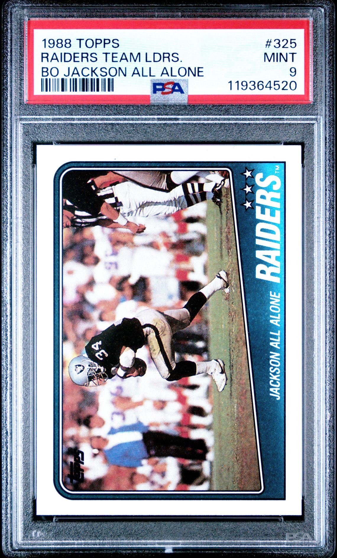 1988 Topps Raiders Team Ldrs. #325 (Bo Jackson All Alone) Mint 9 front